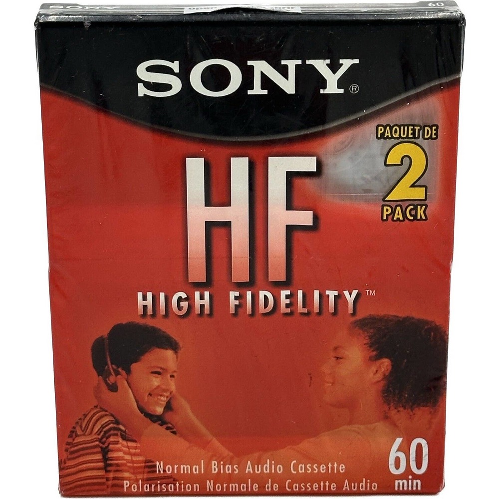 2‎ Sony HF60 Blank Cassette Tapes Type I 60 Minutes Hi-Fi Recording 2 Sealed New